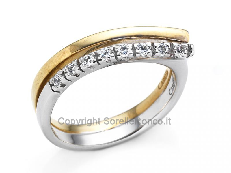 ANELLO RIVIERA ORO BICOLOR E ZIRCONI